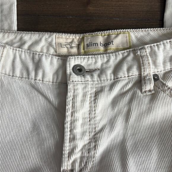 Loft Slim Boot White Corduroy Low Rise Boot Cut Pants Size 8 - Picture 5 of 6